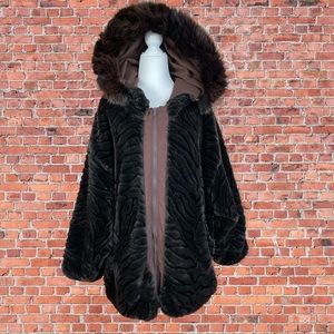 Preston and York Oversized Reversible Coat With Fox Fur Trimmed Hood Medium